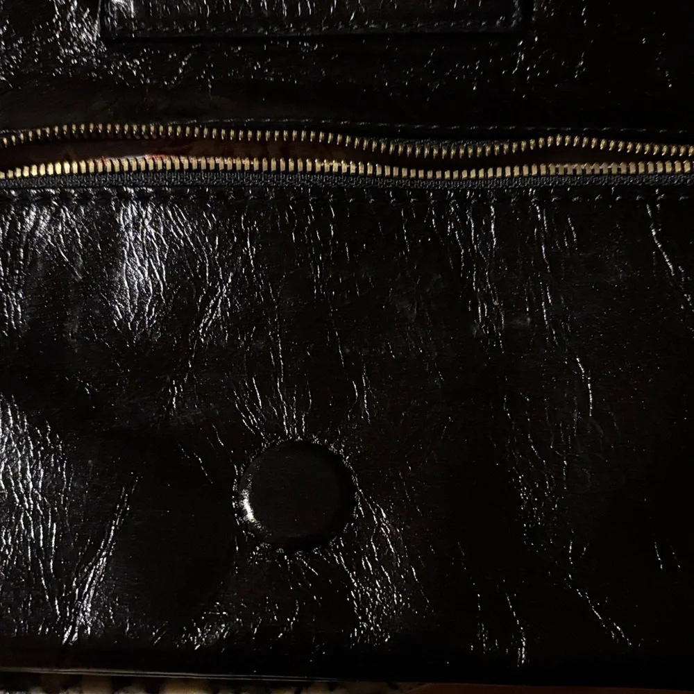 NWT HOBO Zeal Clutch Black Leather with Studded Detail